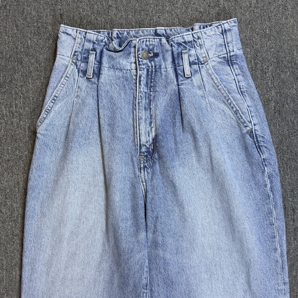 ABERCROMBIE & FITCH Pants Women's 27 Long Mom Jean Paperbag High Rise Denim Blue - Picture 4 of 11
